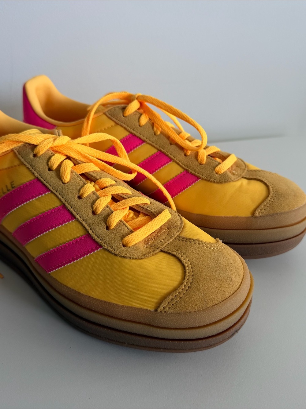 adidas Gazelle Platform Women's Yellow and Pink Retro Sneakers - Picture 6 of 6